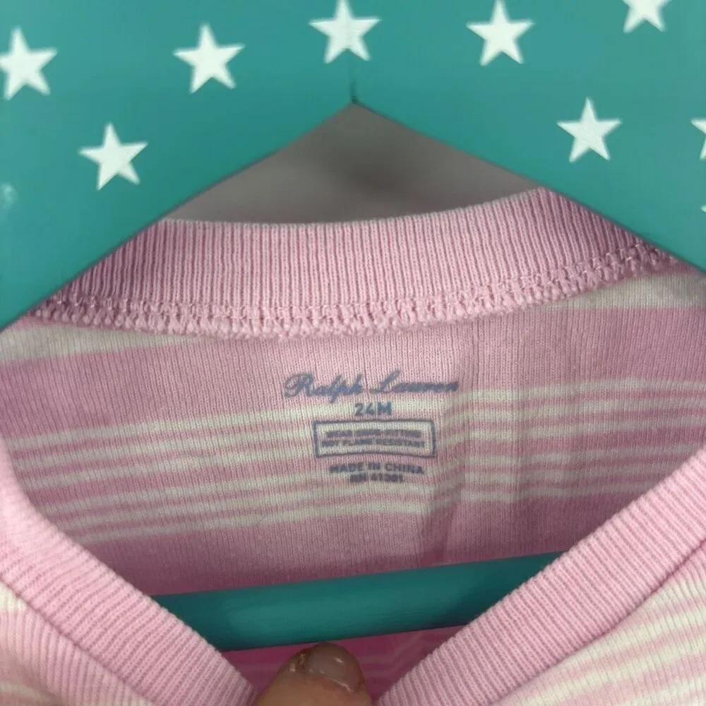 Ralph Lauren Girls pink stripe whale tshirt